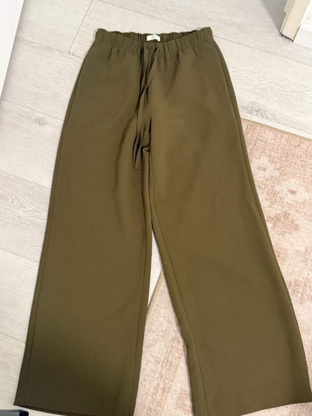 Aritzia Wilfred Free Olive Drawstring Wide-Leg Pants Size 2XS